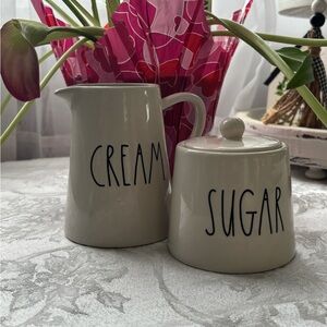 Rae Dunn Cream and Sugar Set - White